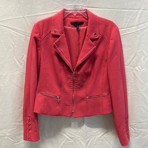 WHBM Coral Zippered Cropped Jacket
